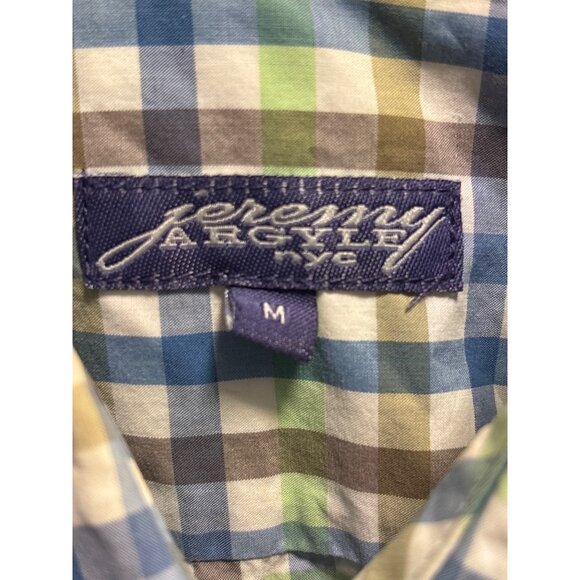 Jeremy Argyle NY Mens Medium Long Sleeve Plaid Button-Down Shirt 100% Cotton - Picture 2 of 10